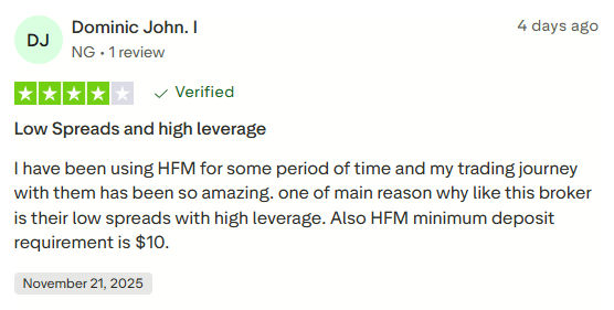 รีวิวจากผู้ใช้งาน HFM ใน Trustpilot 1 รีวิวจากผู้ใช้งาน HFM ใน Trustpilot 1