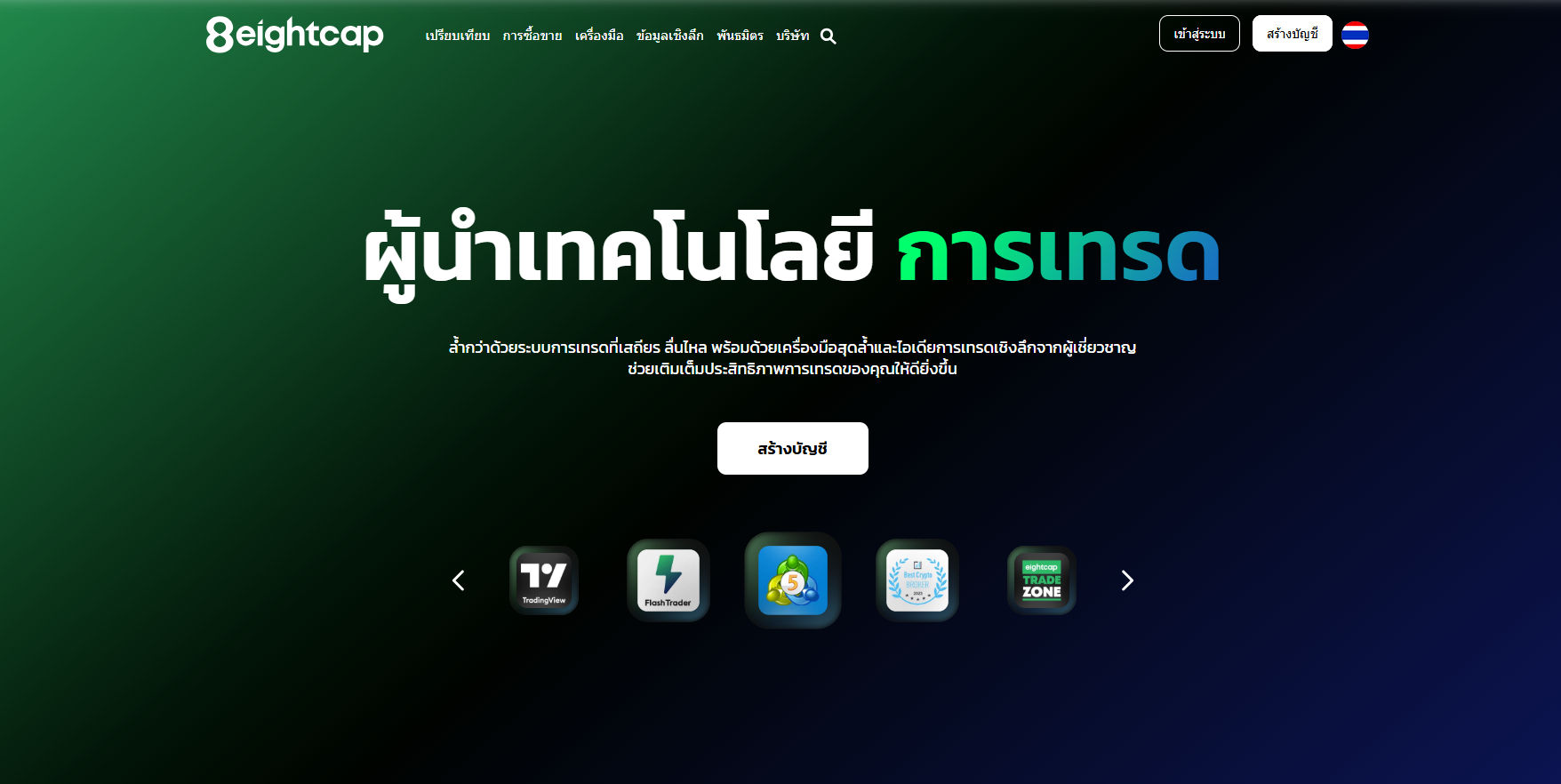 หน้าเว็บไซต์ Eightcap