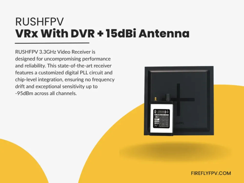 RUSHFPV 3.3GHz VRx With DVR And Directional Antenna image 1