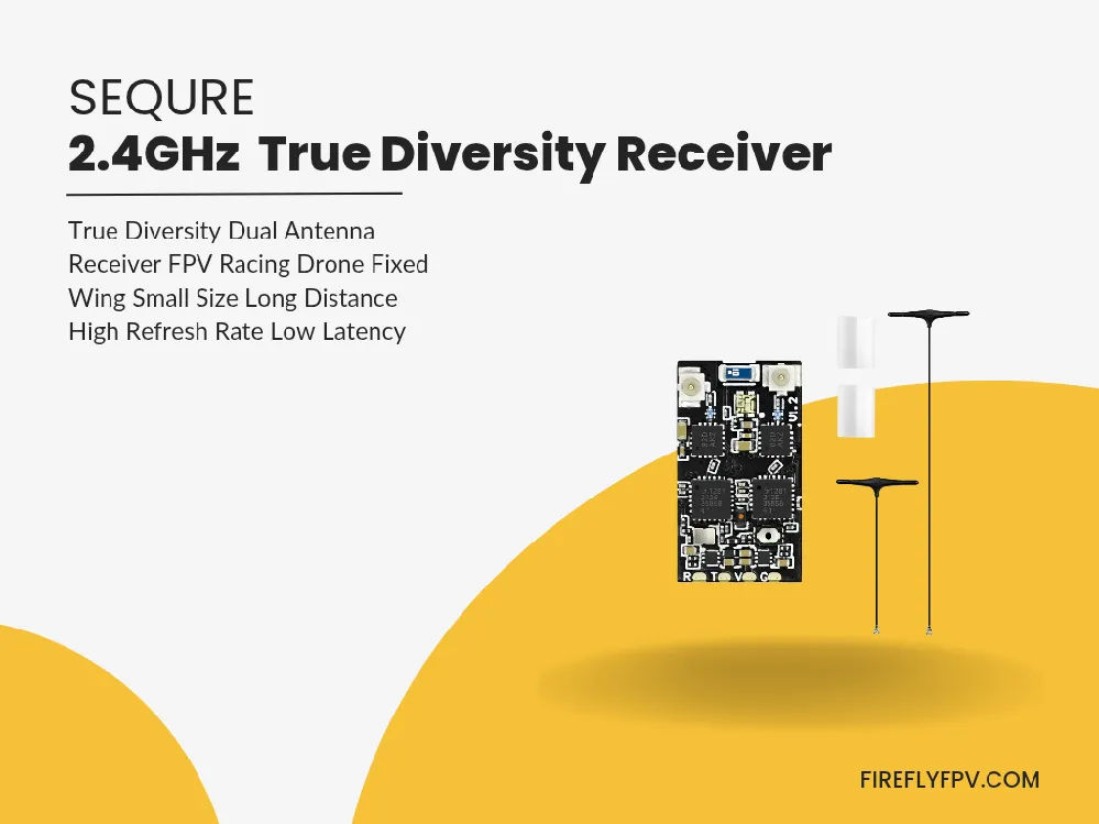 SEQURE 2.4GHz True Diversity Dual Antenna ELRS Receiver image 1