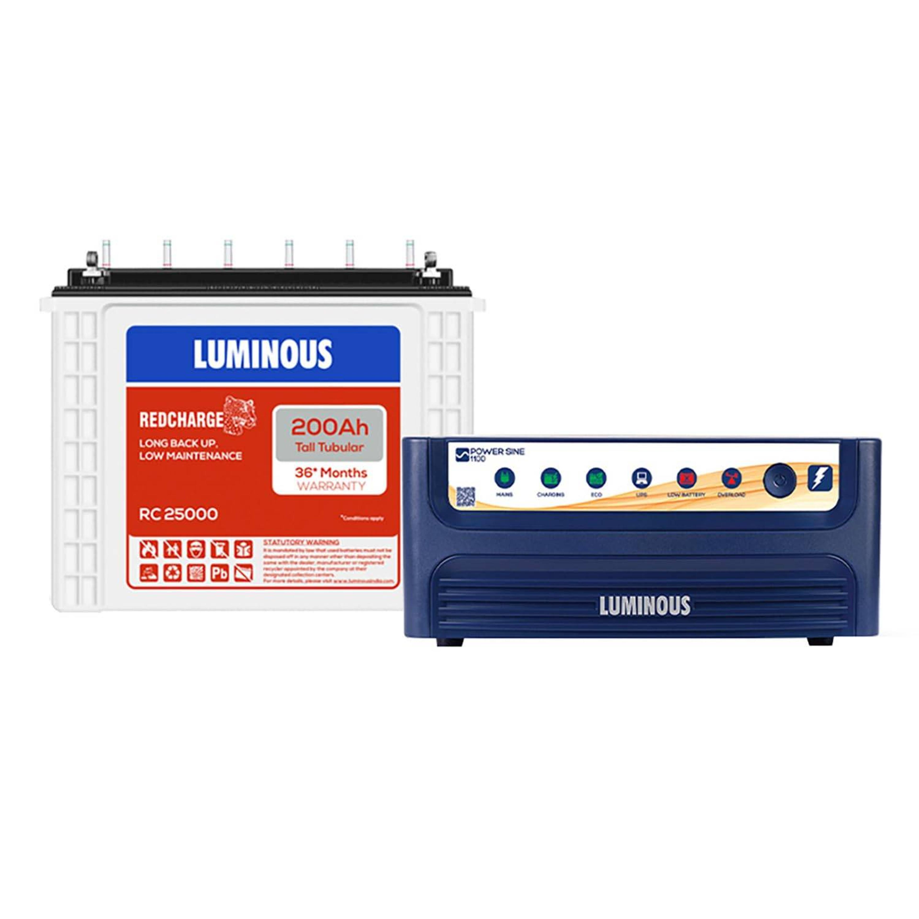 Luminous Power Sine 1100 Pure Sine Wave Inverter with RC25000 Tall Tubular Battery Combo