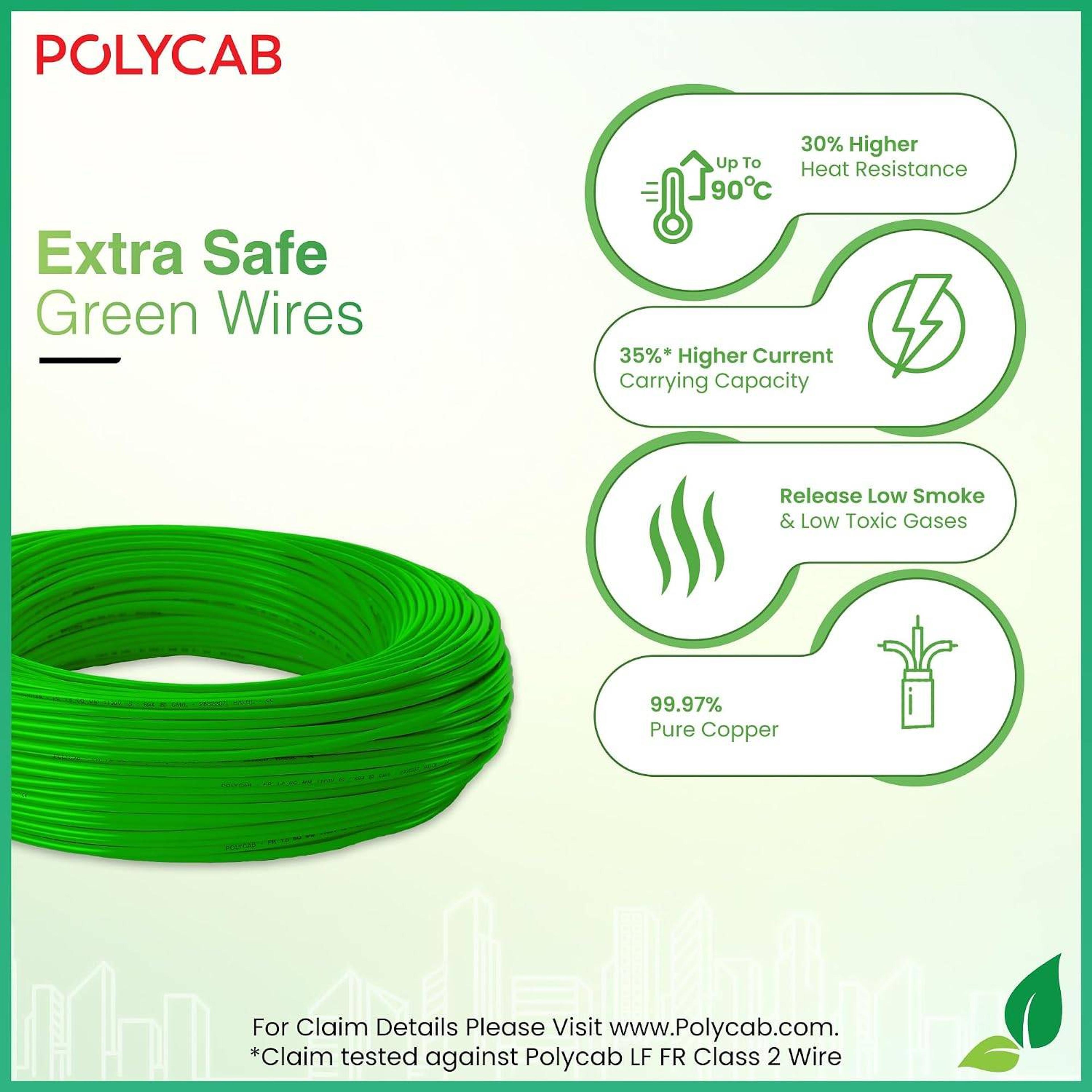 Polycab Green Wire+ - Housing Wires | Green | HR FR-LSH LF - View 46