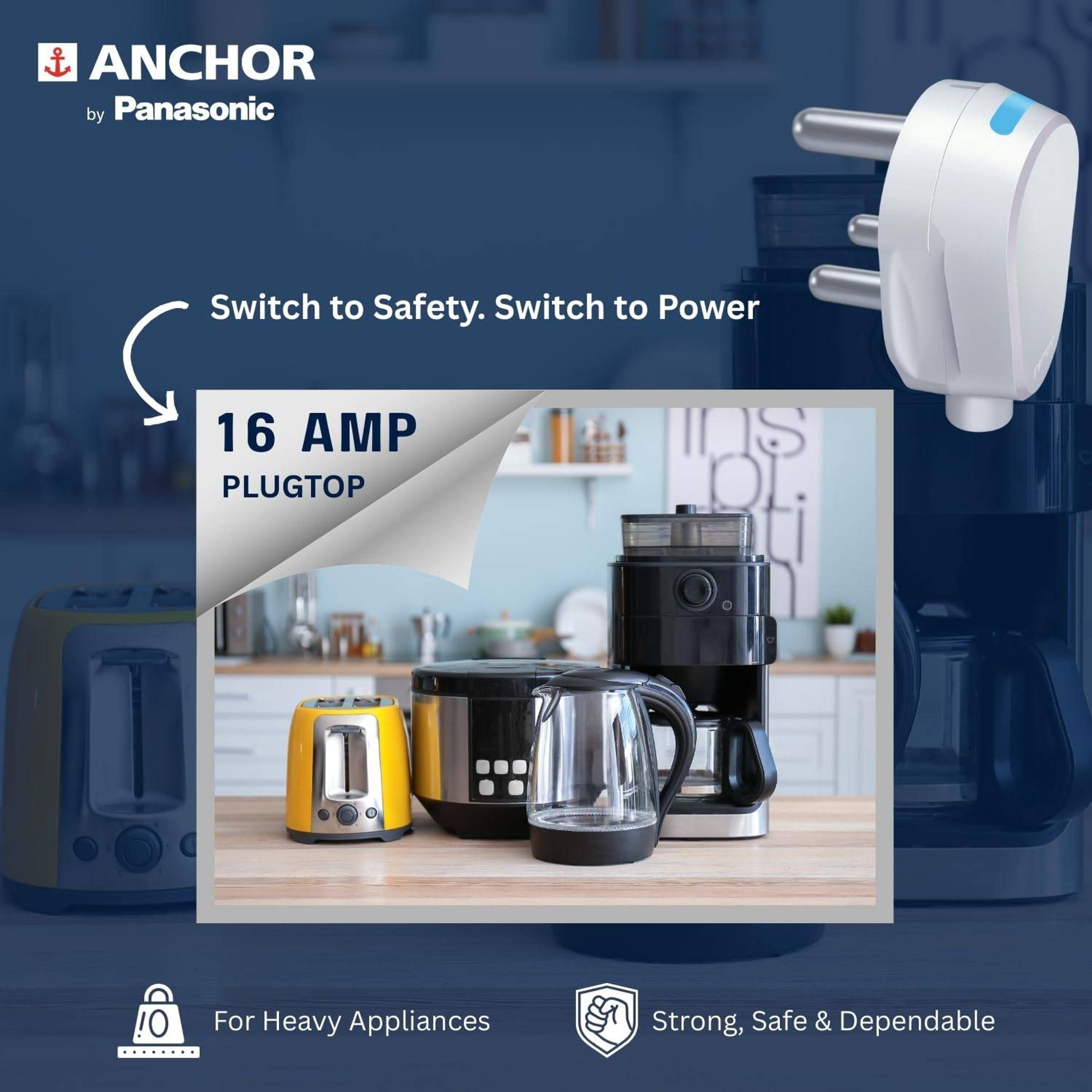 Anchor by Panasonic 16A 3 Pin Plug Top with LED Indicator, White - View 2
