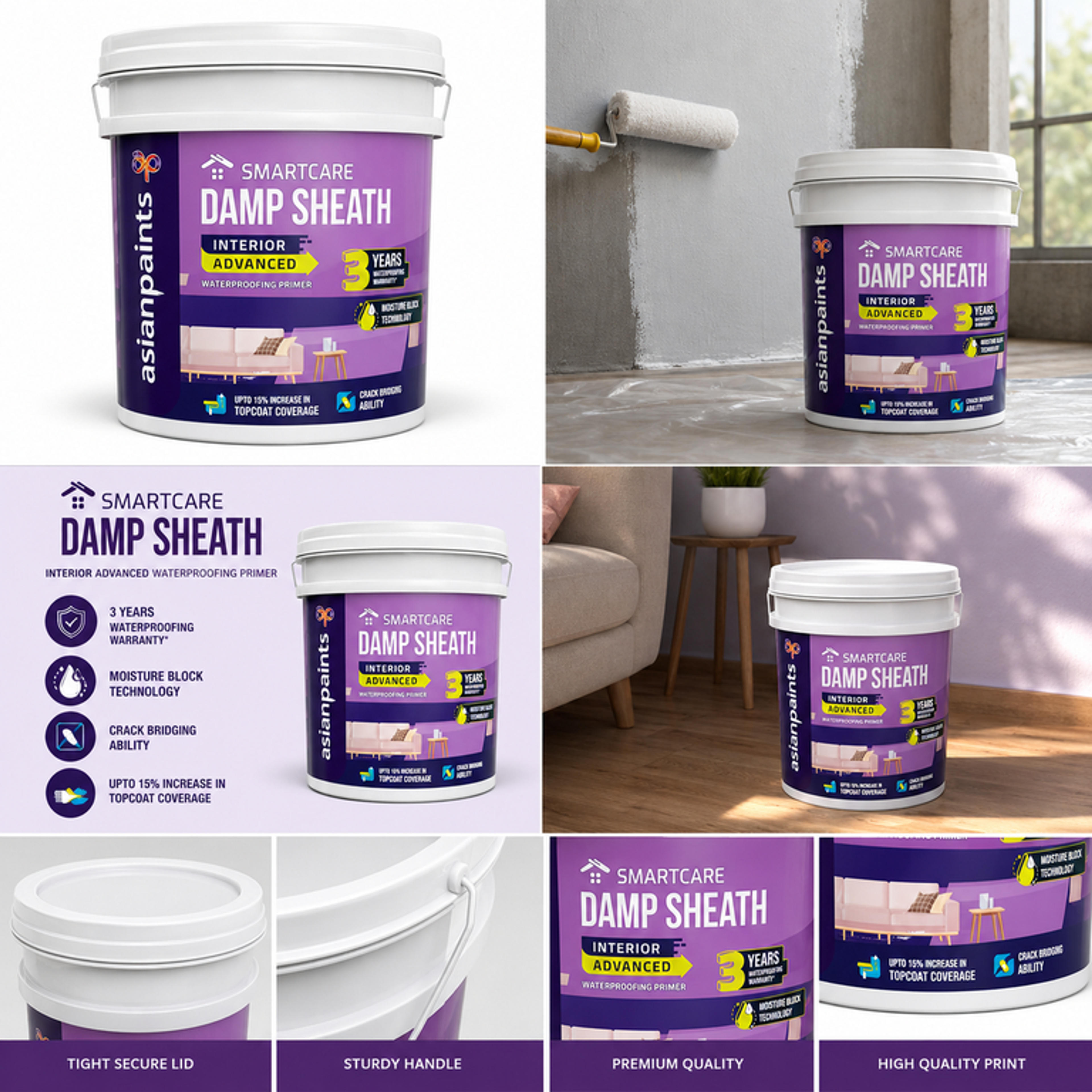 Asian Paints SmartCare Damp Sheath Interior Advanced Waterproofing Primer 20L - View 3