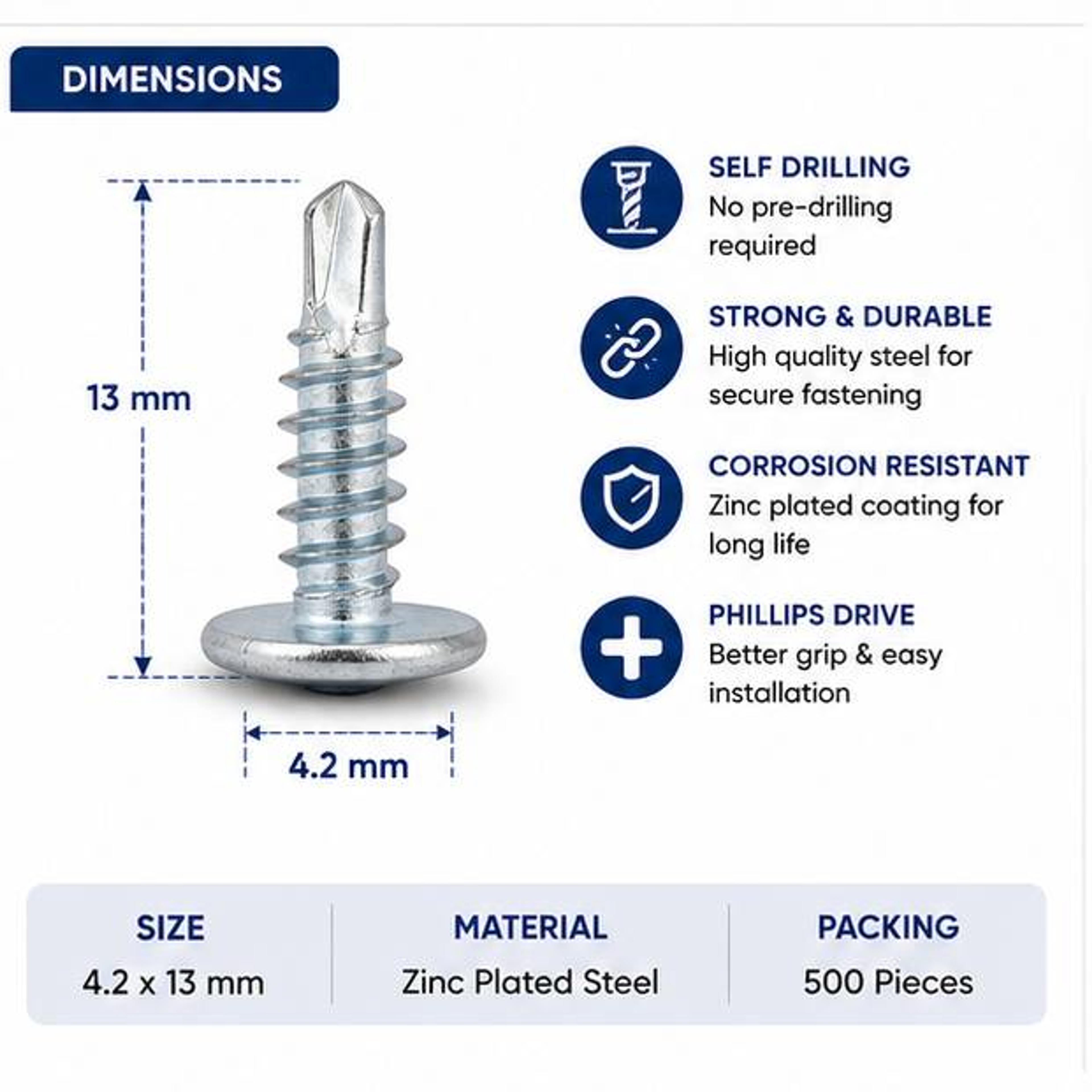 Gyproc 4.2x13mm Metal to Metal Self Drilling Screw (Box Of 500 Pcs) - View 3
