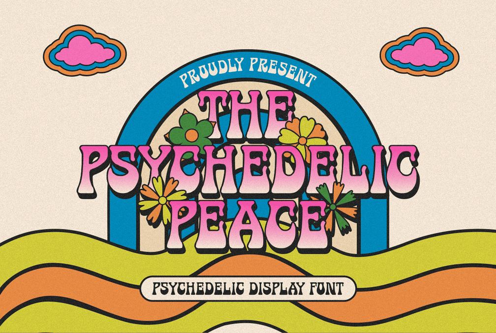 A bold and groovy The Psychedelic Peace font