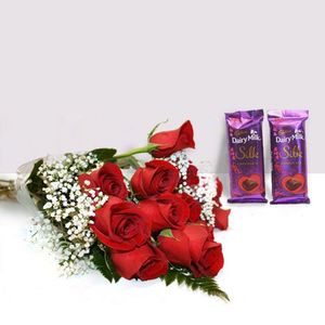 10 Roses with Silk Combo