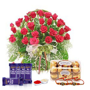 Amazing Roses & Chocolate Collection - Rakhi & Dairy Milk Special