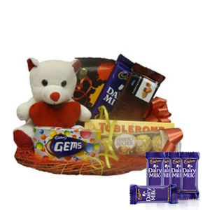 Cute Teddy & Chocolate Hamper -  Dairy Milk Combo