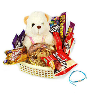 Basket with Teddy & Chocolate Hamper