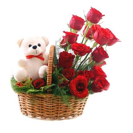 Flaberry Send Cute Teddy With Red Roses