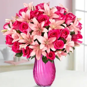 Pink Rose & Lily Bouquet