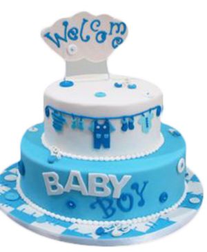 Welcome Baby Boy Fondant Cake