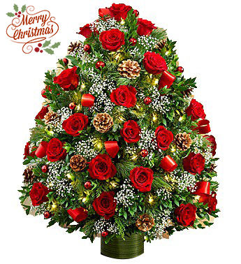 Jovial Christmas Tree - Front and Back Decorated Jovial Christmas Tree - Front and Back Decorated
