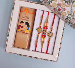 Charming Rakhi and Chocolate Combo