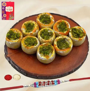 Kaju Pista Meetha Fusion with Ethnic Rakhi