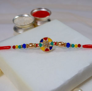 Sophisticated Kundan and Beads Rakhi