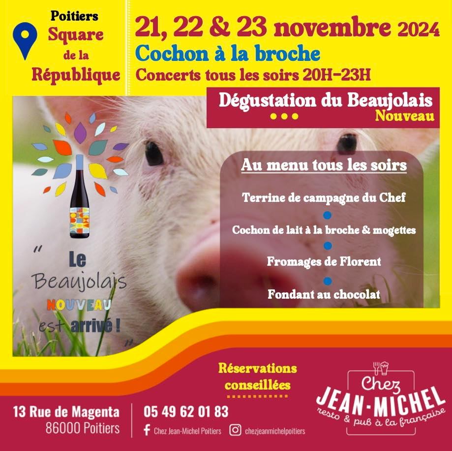 Cochon à la broche & Beaujolais Nouveau