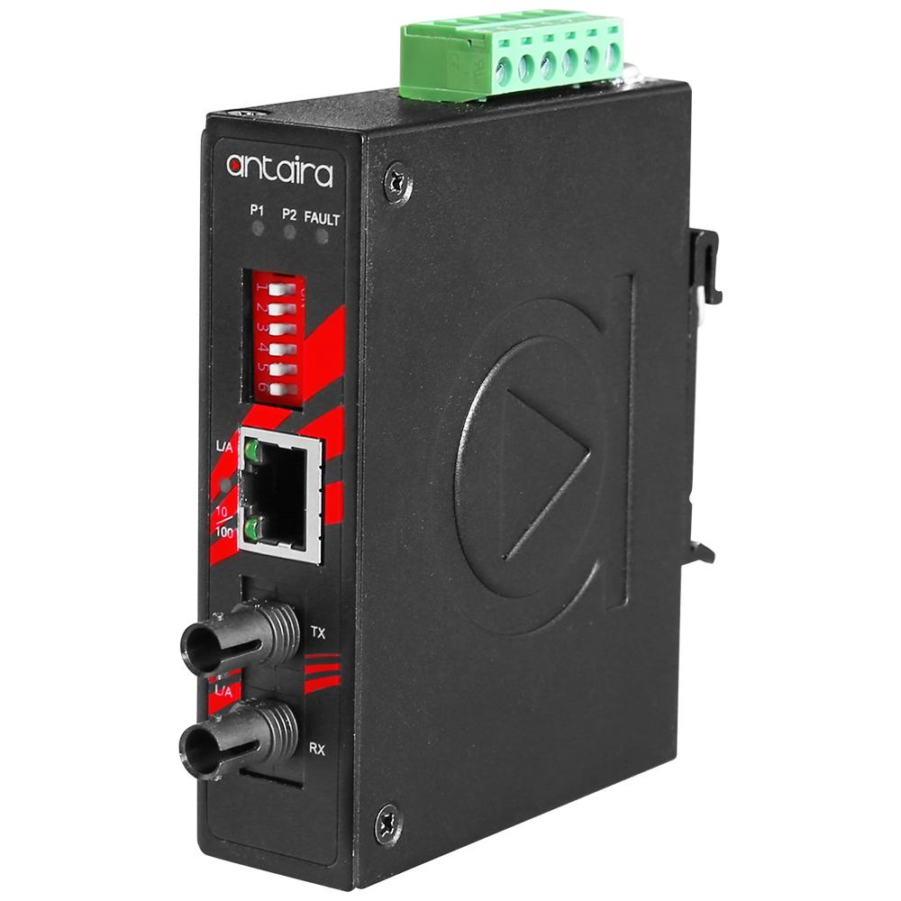 IMP-C100-ST-S3-T | Compact 10/100TX To 100FX Industrial PoE+ Media Converter image 1