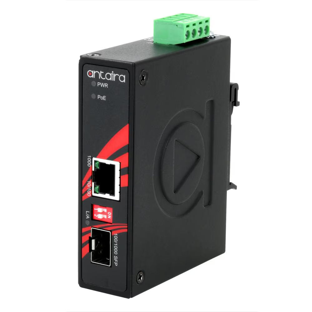 IMP-C1000-SFP-T | Compact Industrial Gigabit PoE+ Ethernet-to-Fiber Media Converter image 1