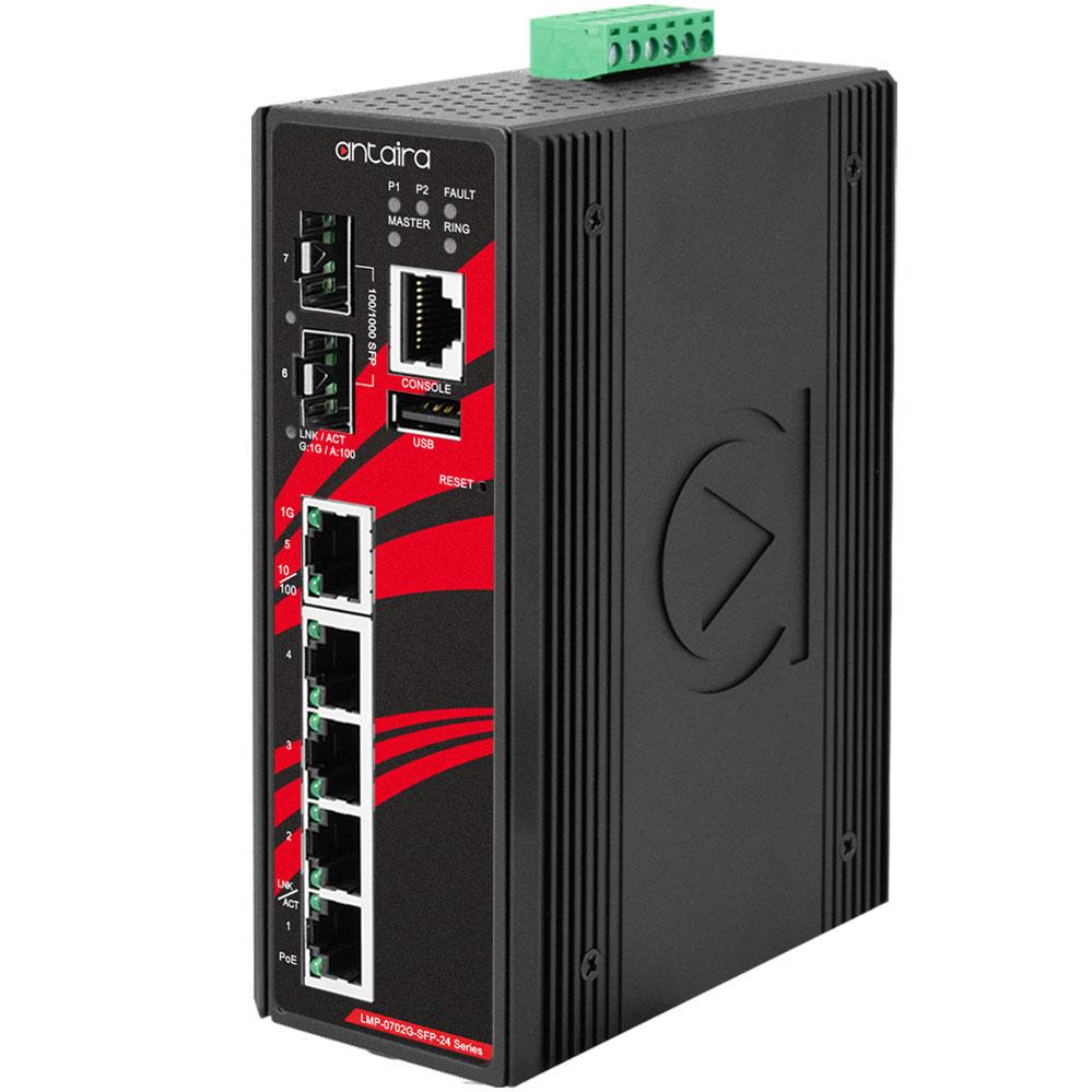 LMP-0702G-SFP-24-V2 | 7-Port Industrial Gigabit PoE+ Light Layer 3 Managed Ethernet Switch image 1