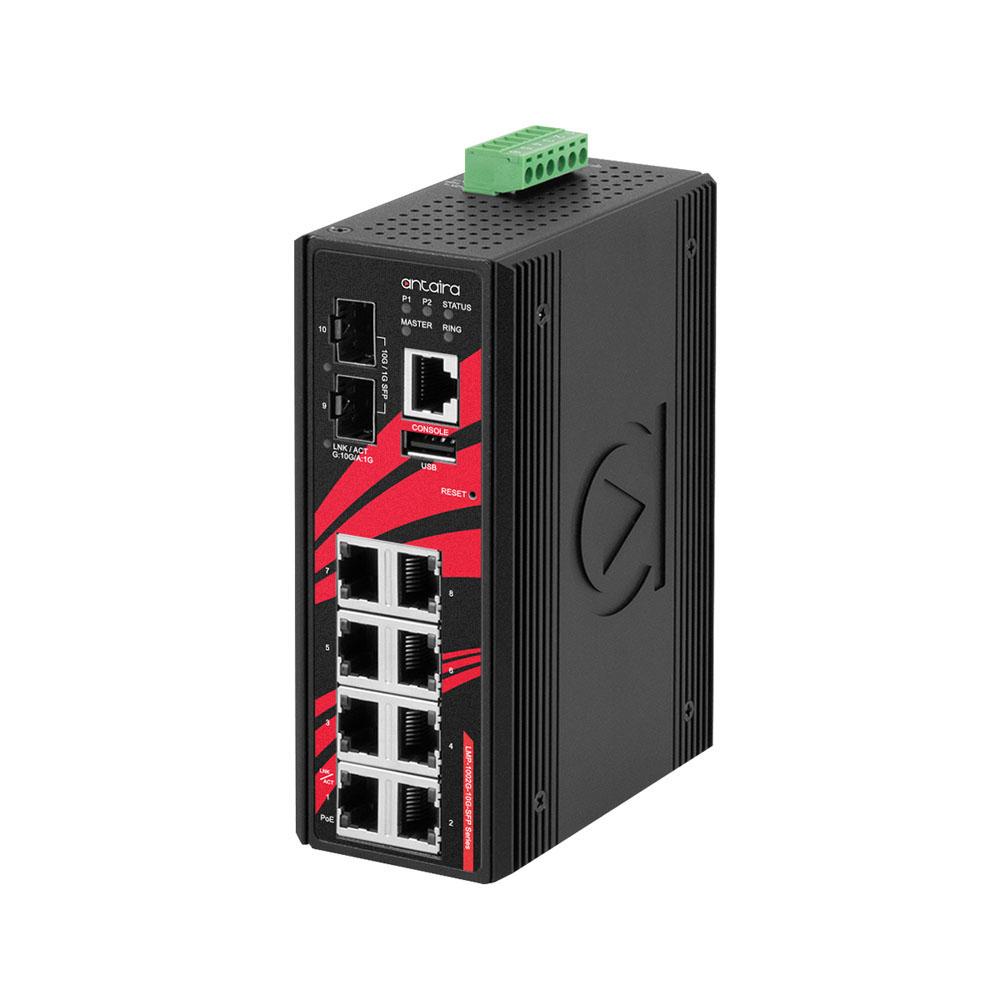 LMP-1002G-SFP-T | 10-Port IndustriaL PoE+ Light Layer 3 Managed Ethernet Switch image 1