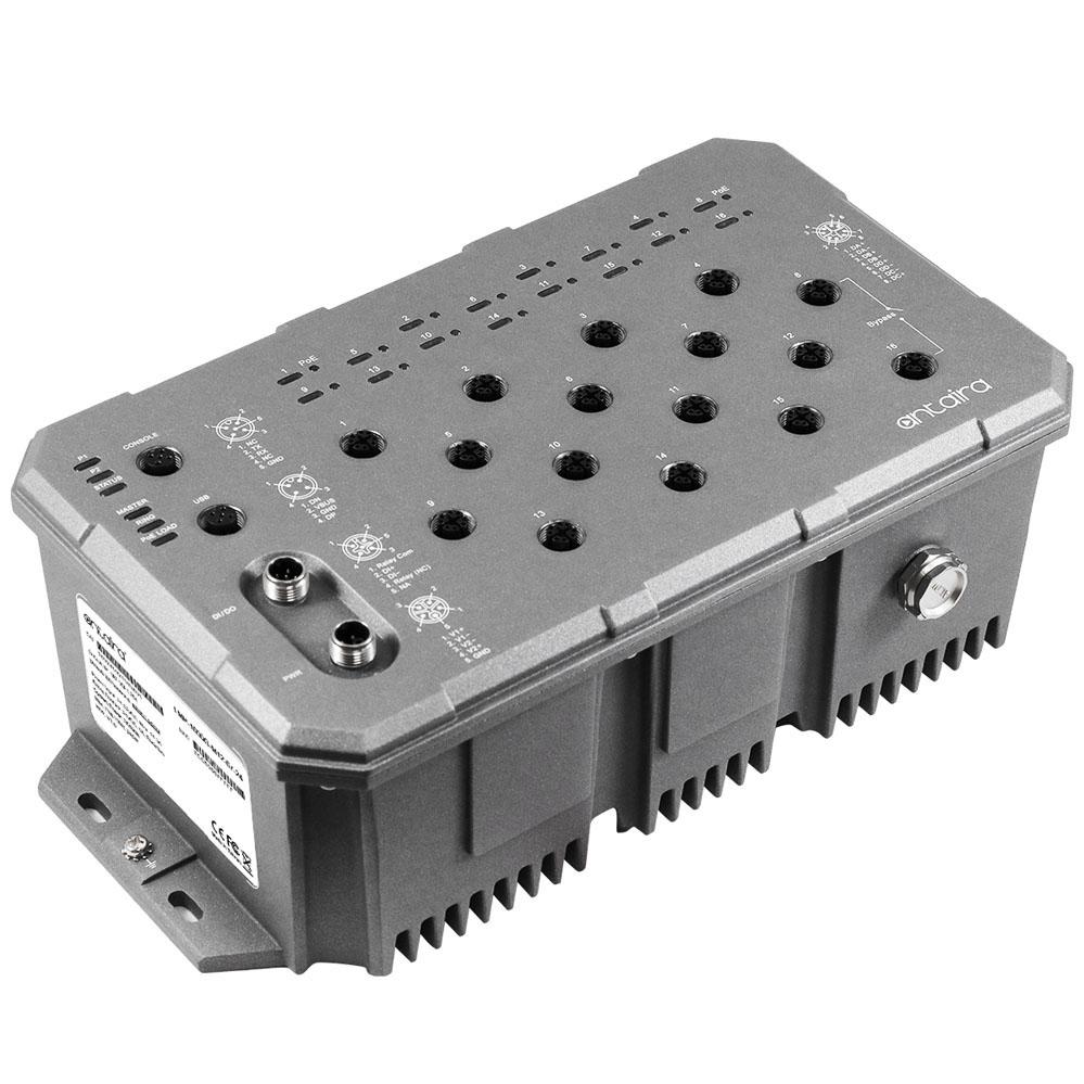LMP-1600G-M12-67-110 | 16-Port Industrial M12 IP67 Waterproof Gigabit PoE+ Light Layer 3 Managed Ethernet Switch image 1