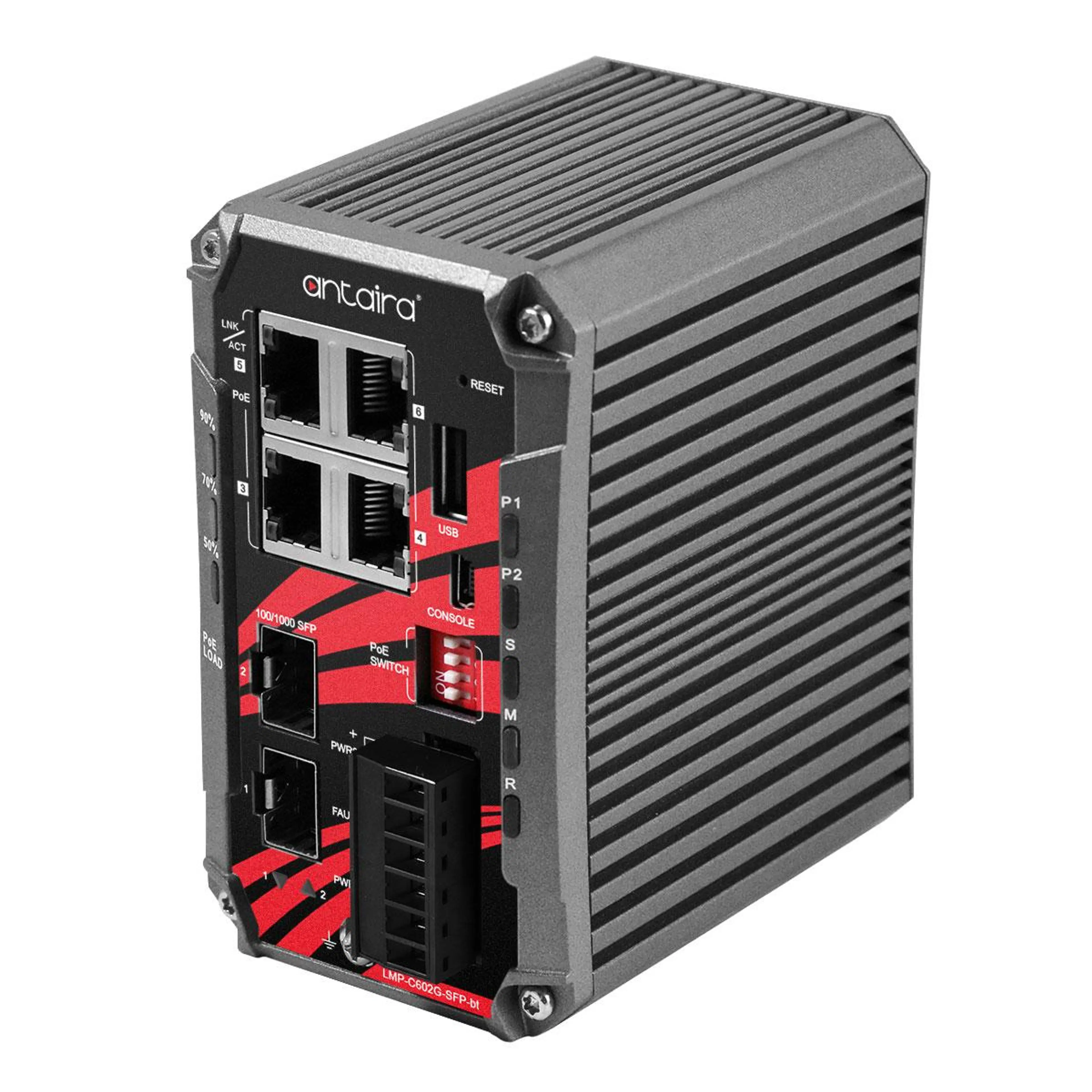 LMP-C602G-SFP-bt-V2 | 6-Port Industrial Compact Gigabit IEEE 802.3bt PoE++ Light Layer 3 Managed Ethernet Switch
