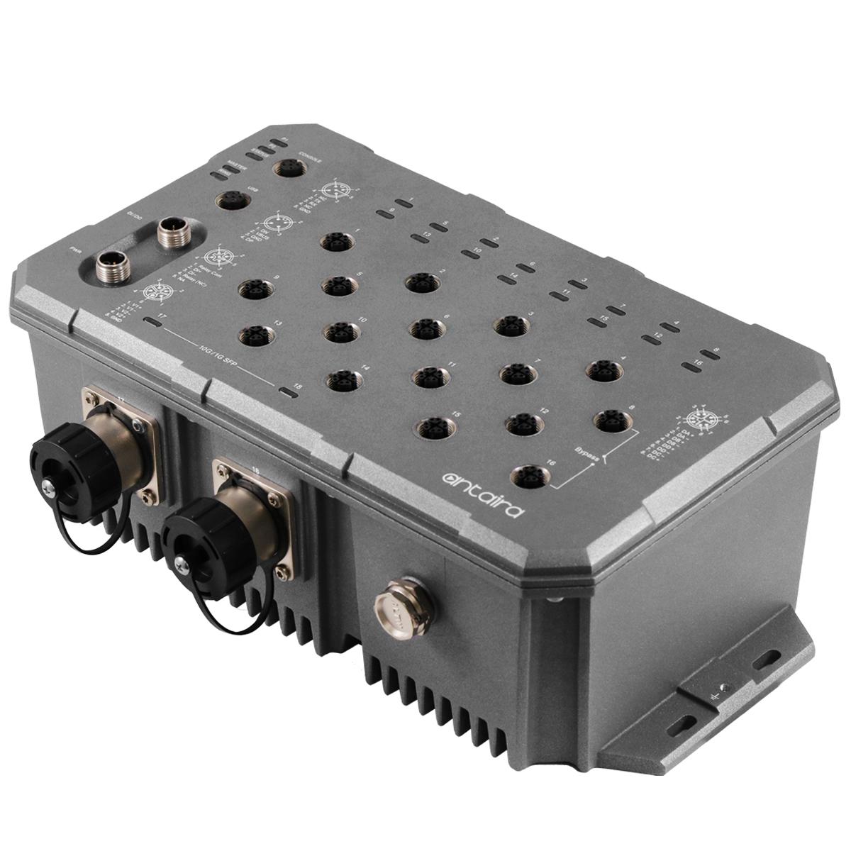 LMX-1600G-M12-67 | 16-Port Industrial M12 IP67 Waterproof Gigabit Light Layer 3 Managed Ethernet Switch image 1