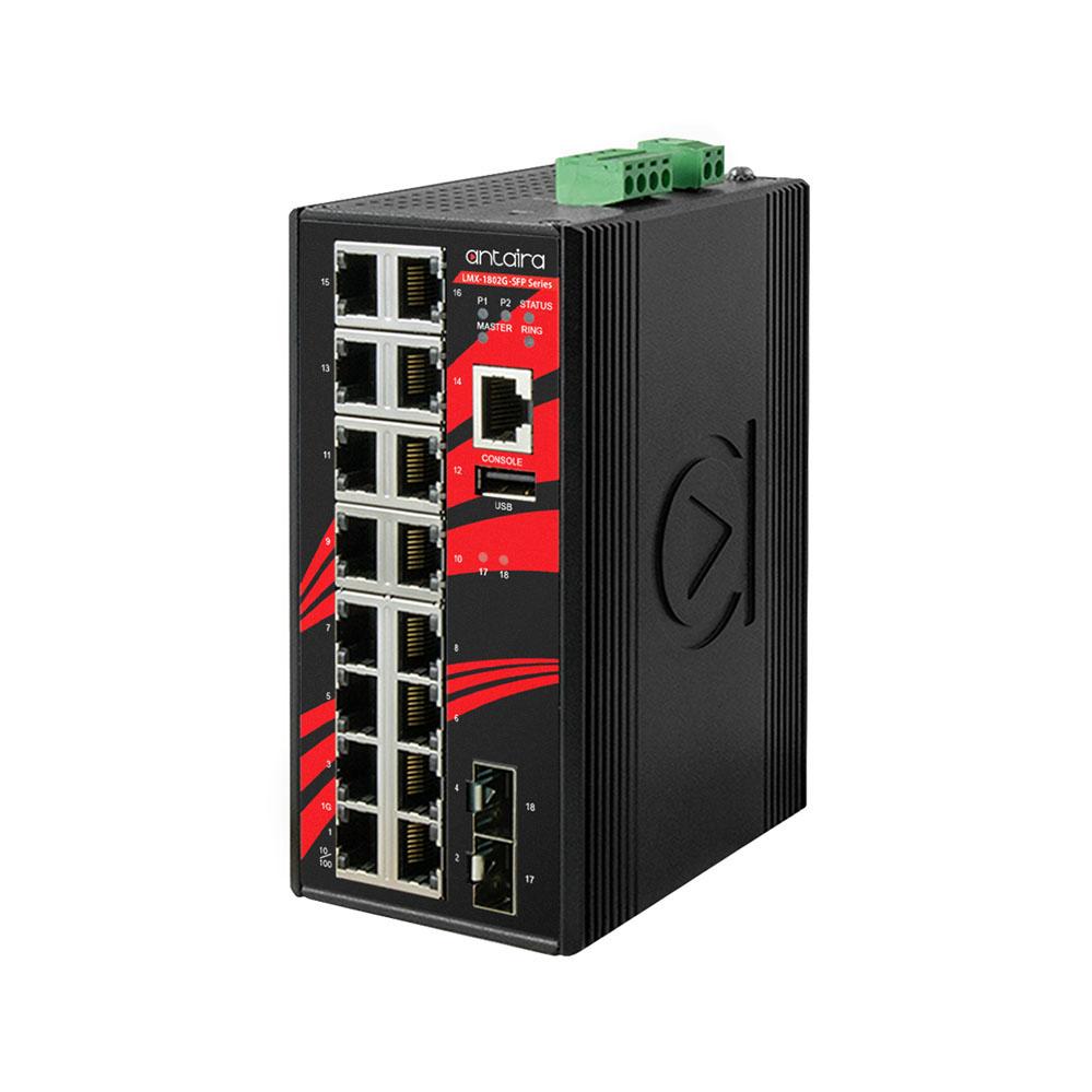 LMP-1802G-SFP-T | 18-Port Industrial Gigabit PoE+ Light Layer 3 Managed Ethernet Switch image 1