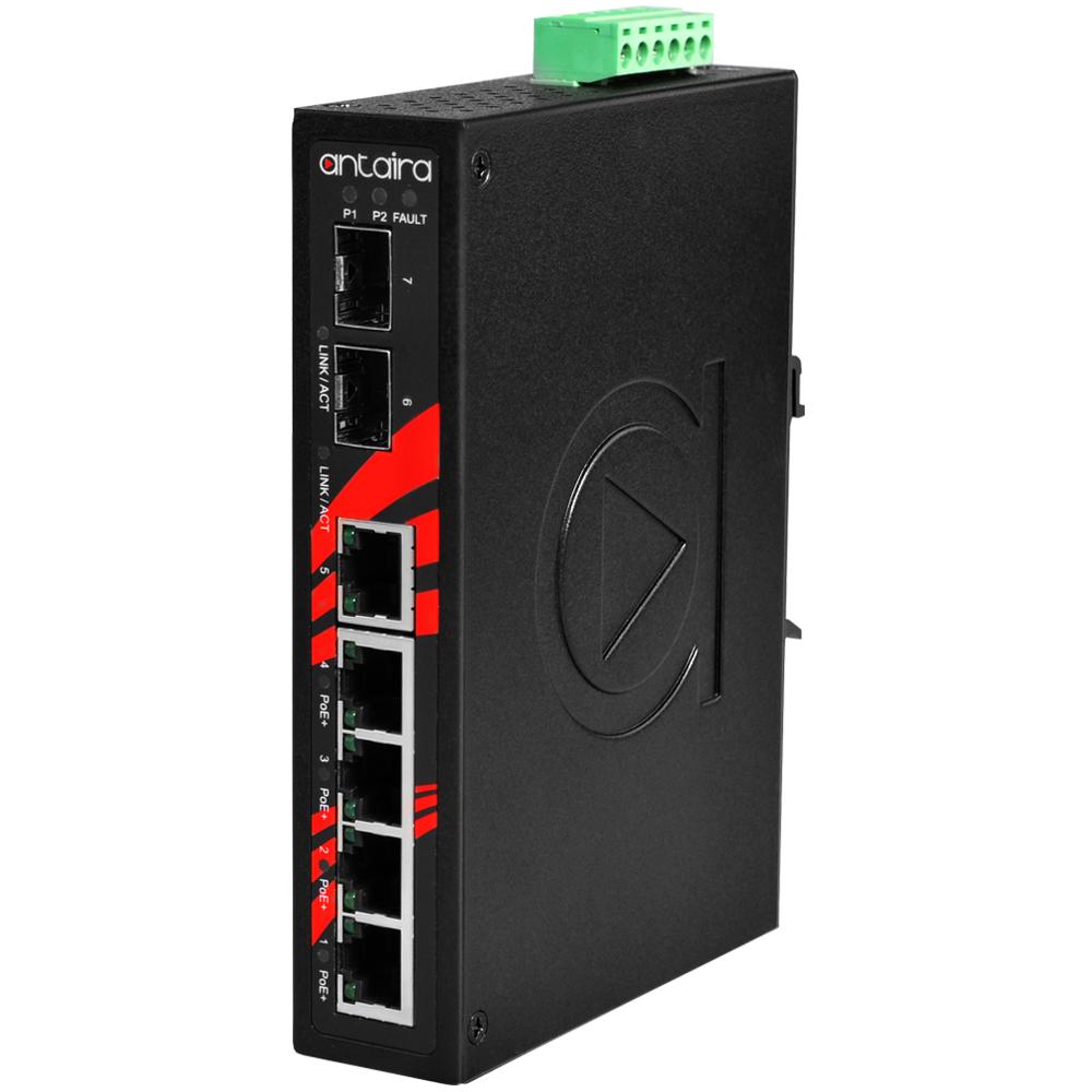LNP-0702G-SFP | 7-Port Industrial Gigabit PoE+ Unmanaged Ethernet Switch image 1