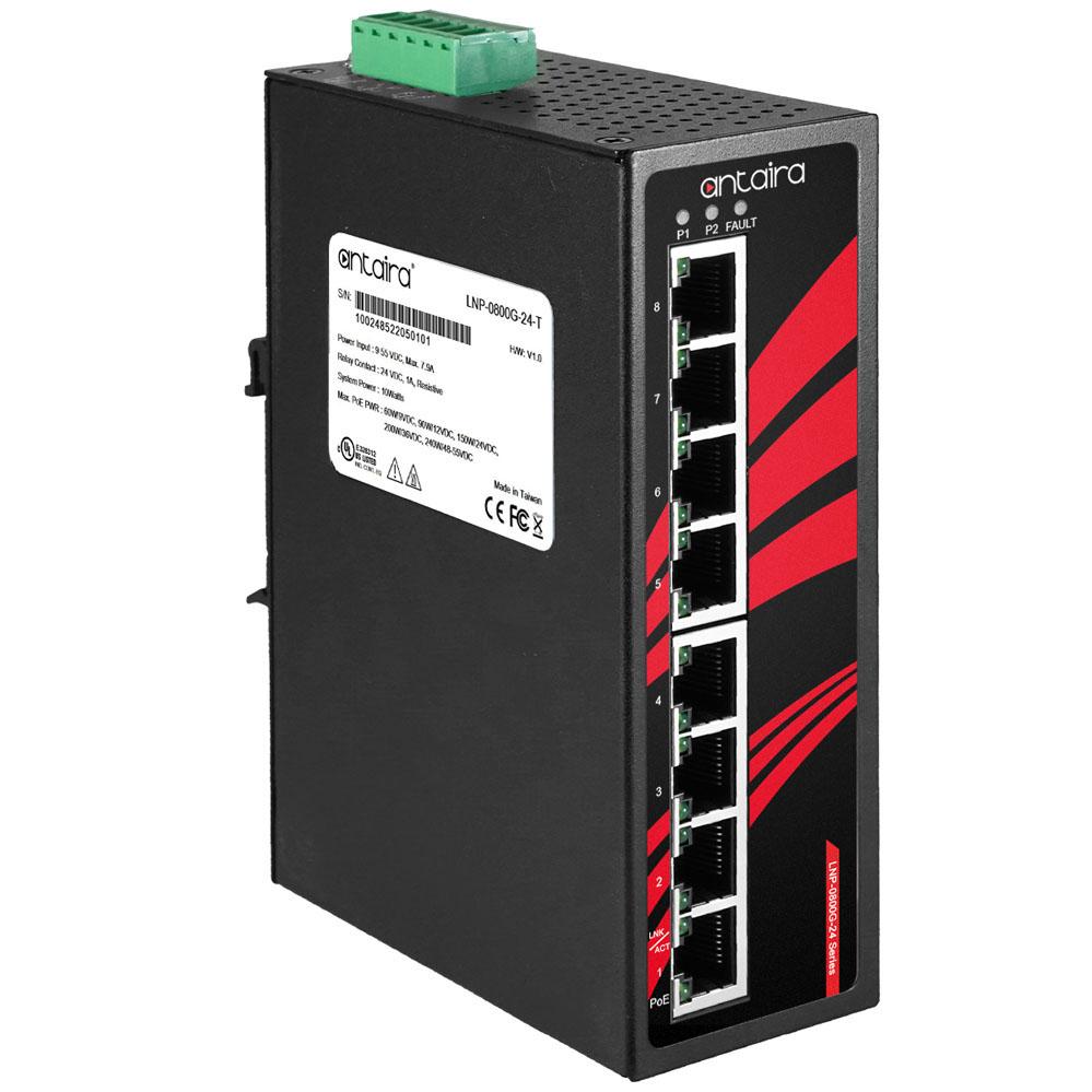 LNP-0800G-24 | 8-Port Industrial Gigabit PoE+ Unmanaged Ethernet Switch image 1