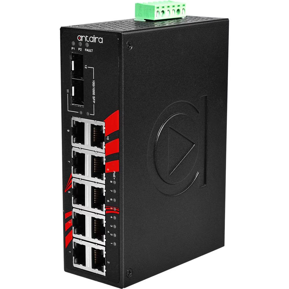 LNP-1202G-SFP | 12-Port Industrial PoE+ Gigabit Unmanaged Ethernet Switch image 1