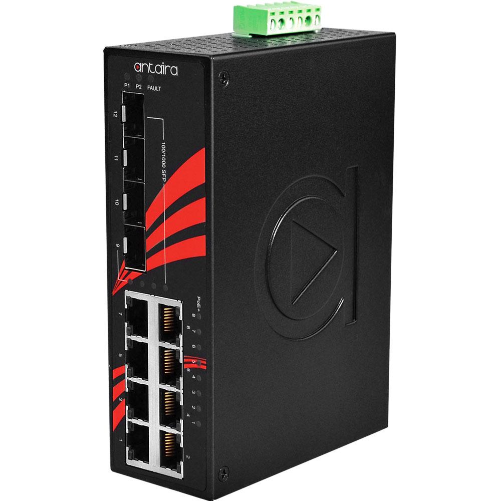 LNP-1204G-SFP | 12-Port Industrial PoE+ Gigabit Unmanaged Ethernet Switch image 1