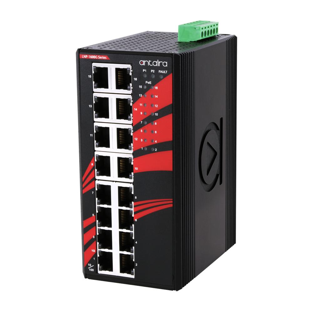 LNP-1600G-T | 16-Port Industrial PoE+ Unmanaged Ethernet Switch image 1