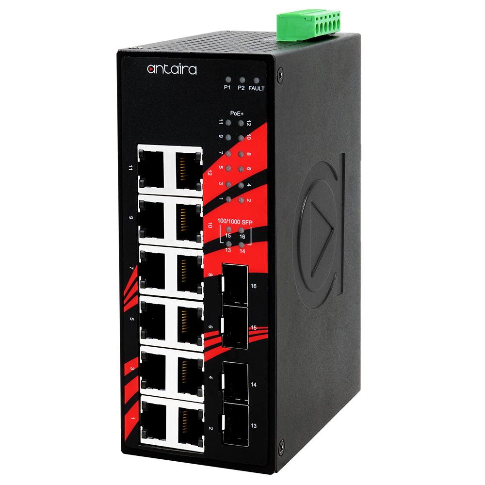 LNP-1604G-SFP-T | 16-Port Industrial Gigabit PoE+ Unmanaged Ethernet Switch image 1