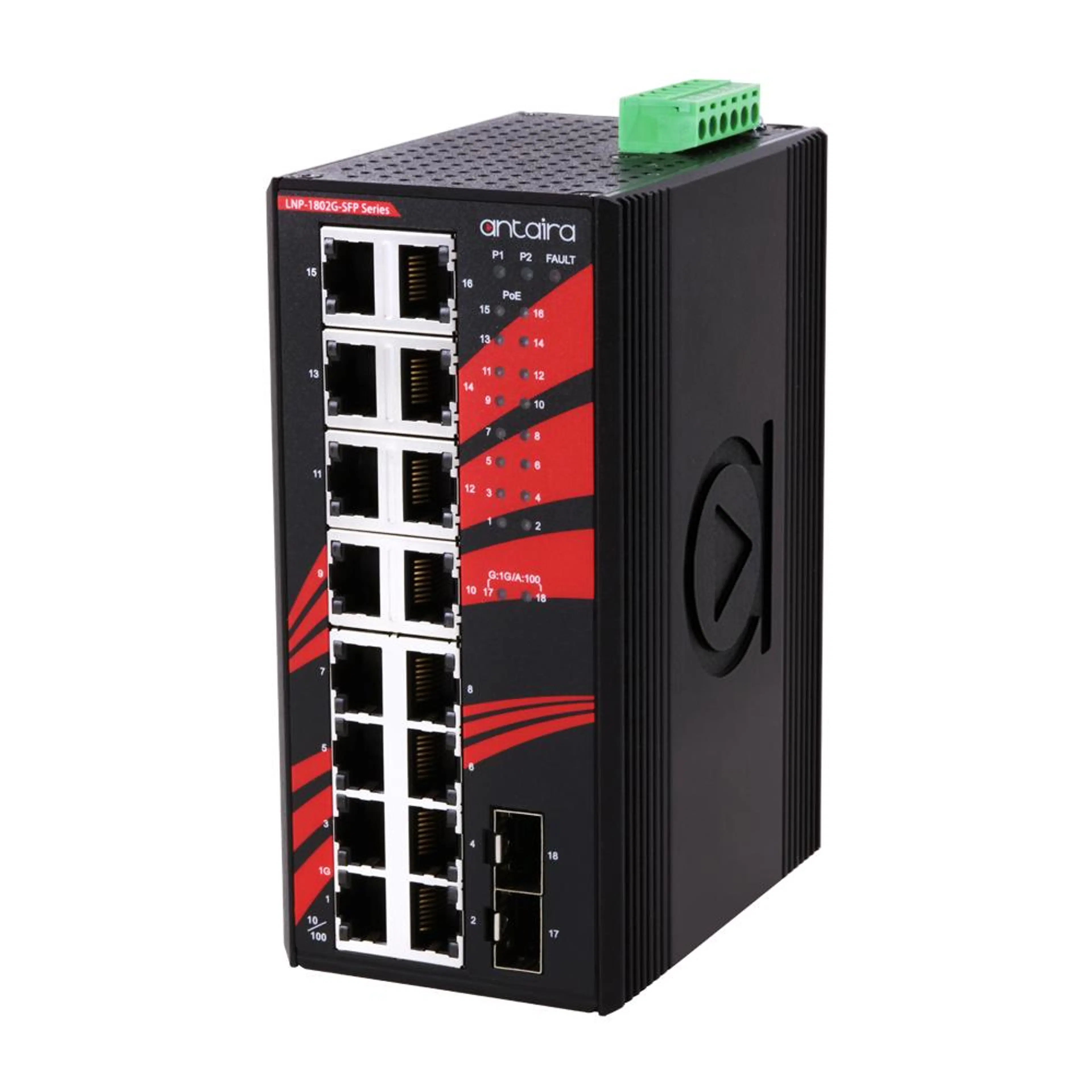 LNP-1802G-SFP | 18-Port Industrial PoE+ Gigabit Unmanaged Ethernet Switch