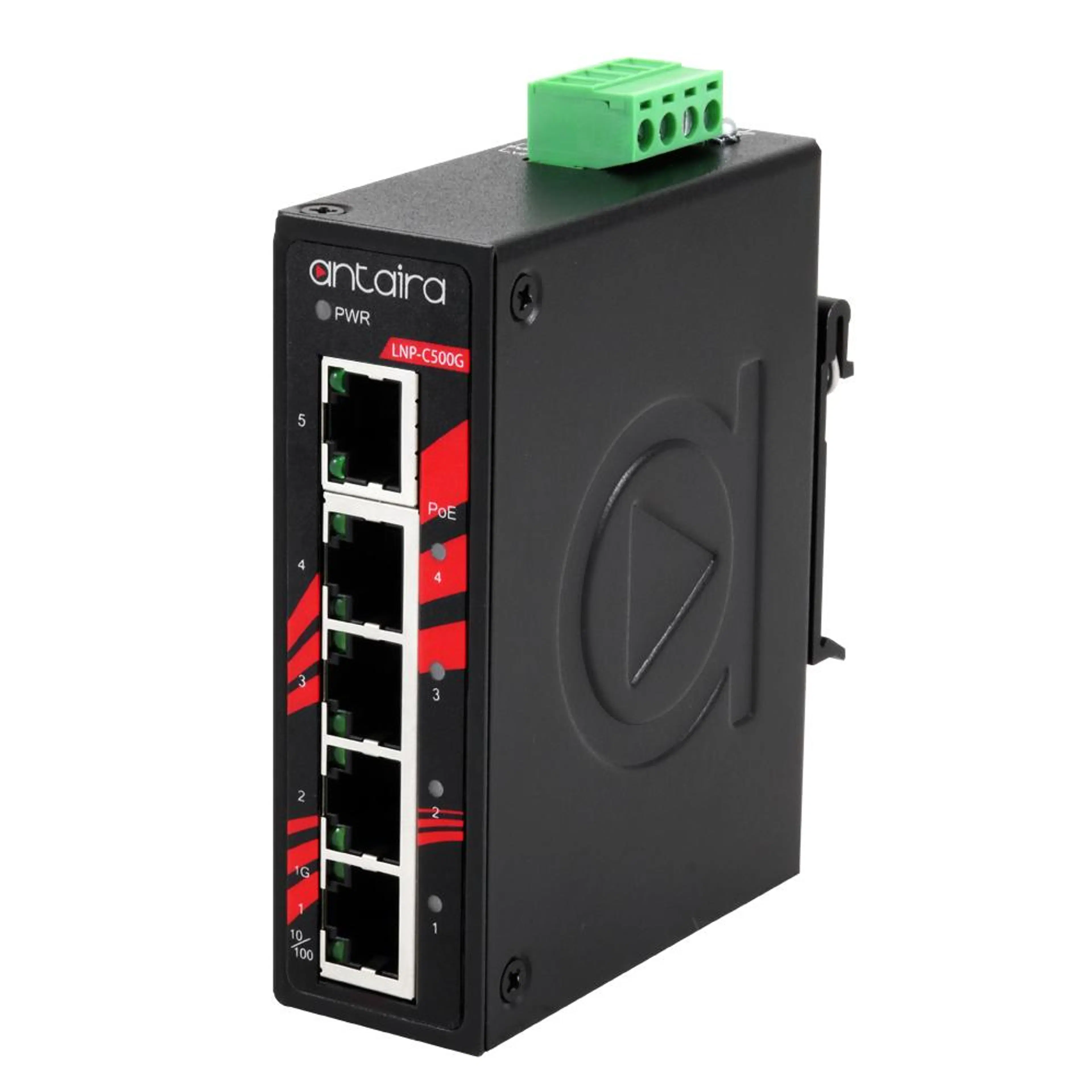 LNP-C500G-T | Compact 5-Port Industrial Gigabit PoE+ Unmanaged Ethernet Switch