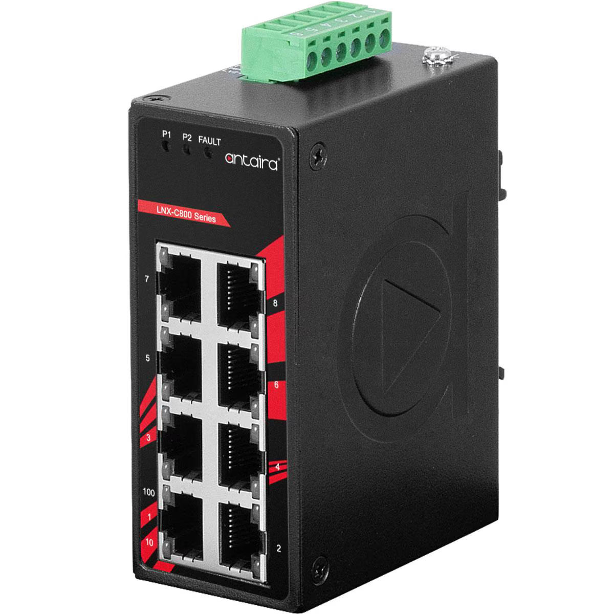 LNX-C800 | 8-Port Industrial Compact Unmanaged Ethernet Switch image 1