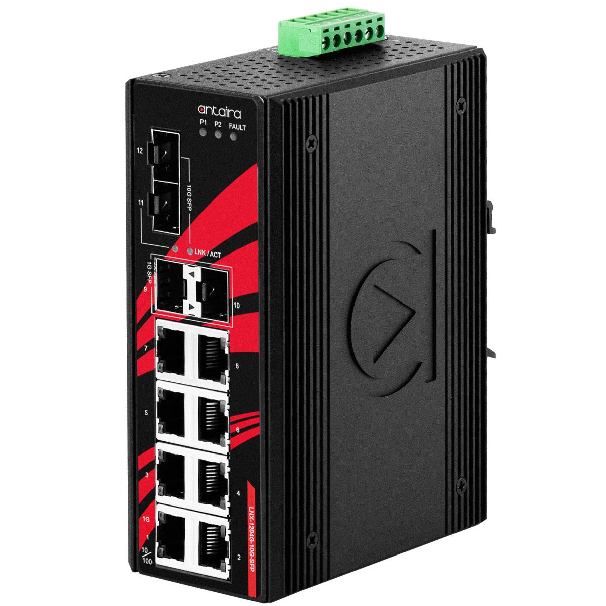 LNX-1204G-10G-SFP | 12-Port Industrial Gigabit Unmanaged Ethernet Switch image 1