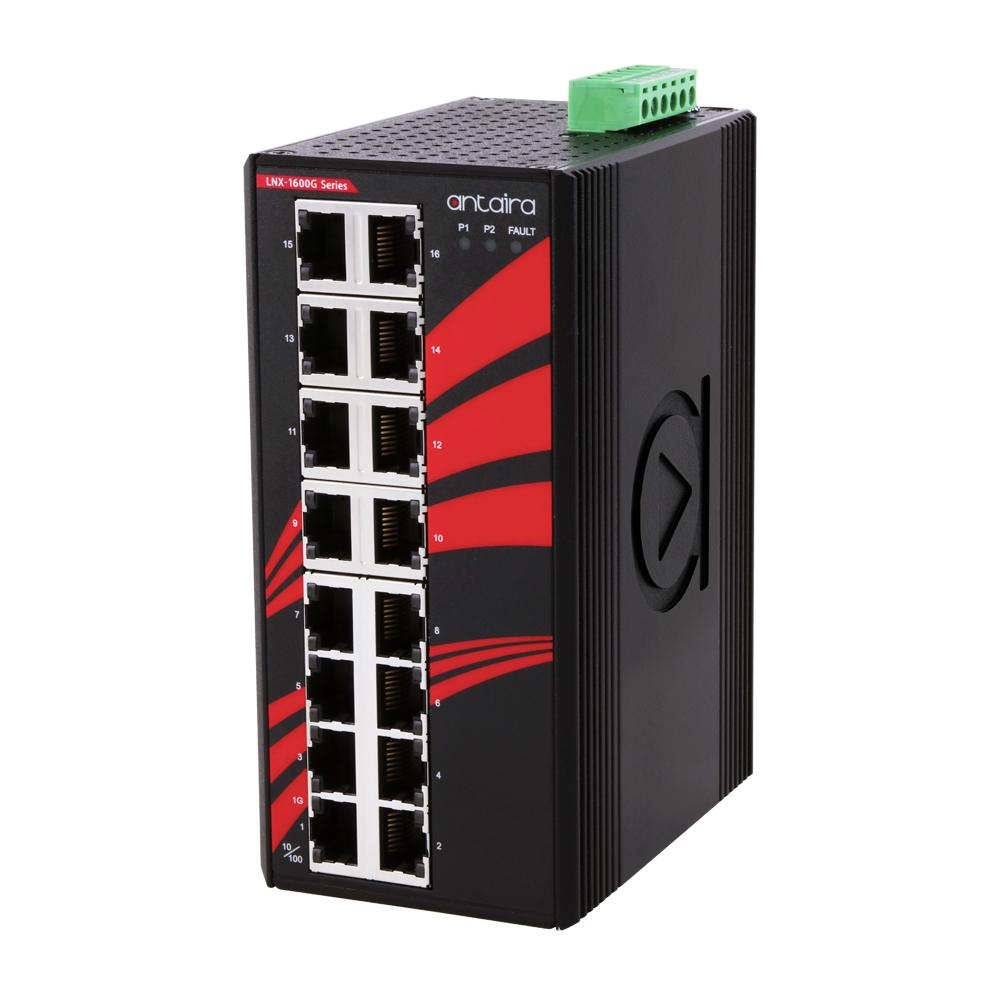 LNX-1600G-T | 16-Port Industrial Gigabit Unmanaged Ethernet Switch image 1