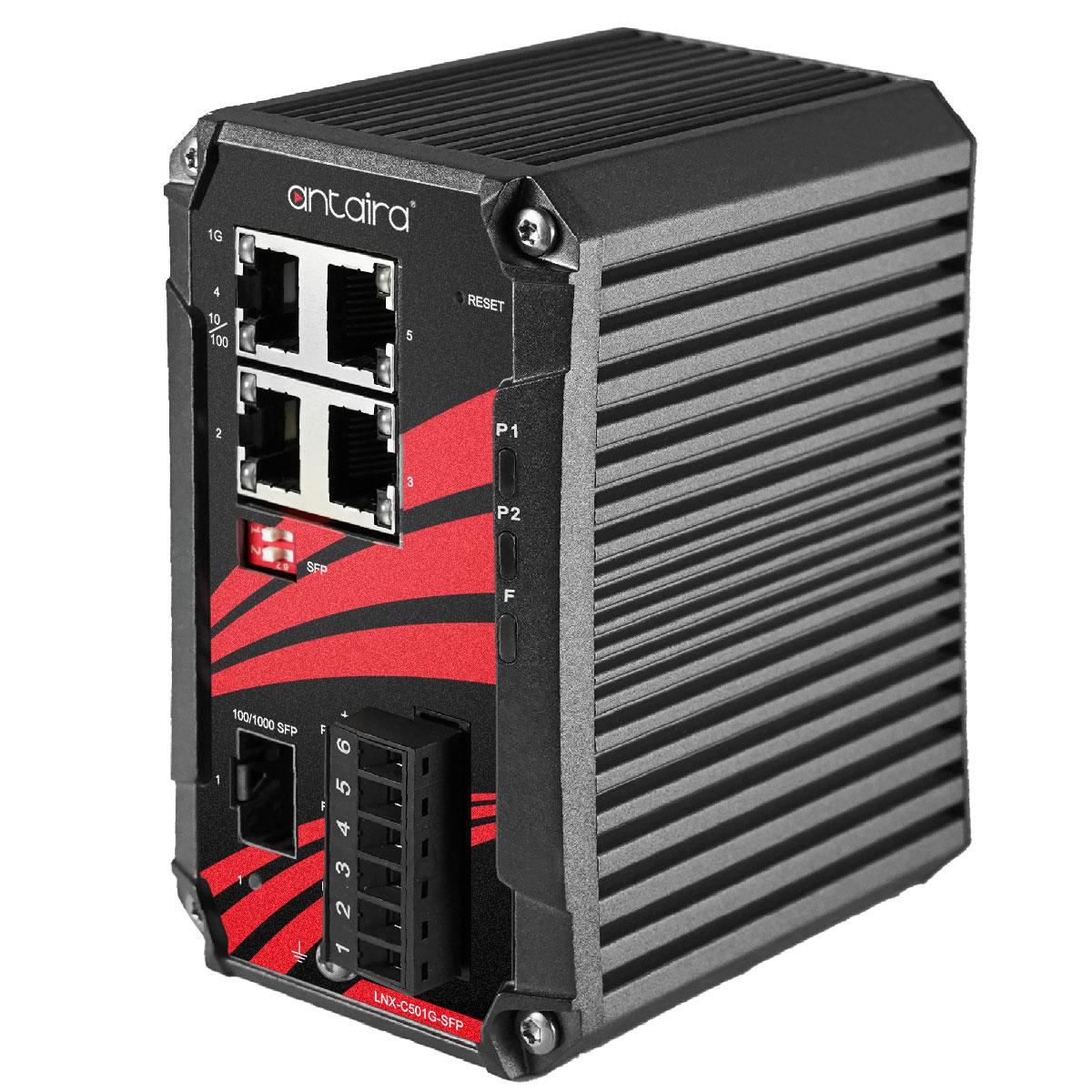 LNX-C501G-SFP-T | 5-Port Compact Industrial Gigabit Unmanaged Ethernet Switch image 1