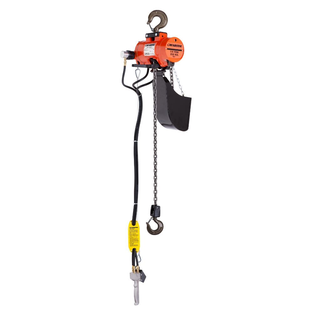 7402D | Air Chain Hoist, 1 Ton, 10' Lift, 45 FPM Max, Standard Link Chain, Pendant Throttle Control, Hook Suspension image 1