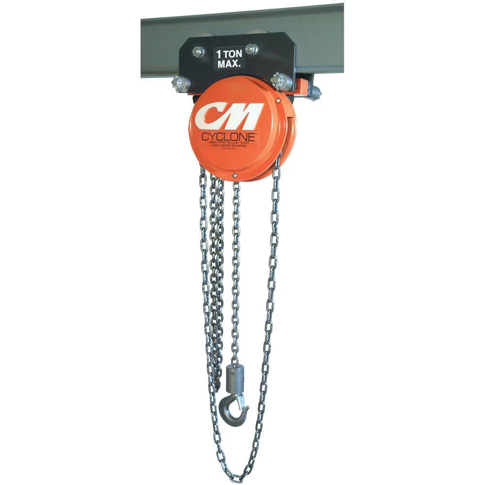 4531 | Cyclone Hand Chain Hoist with Army-Type Plain Trolley, 8T, 10' Lift image 1