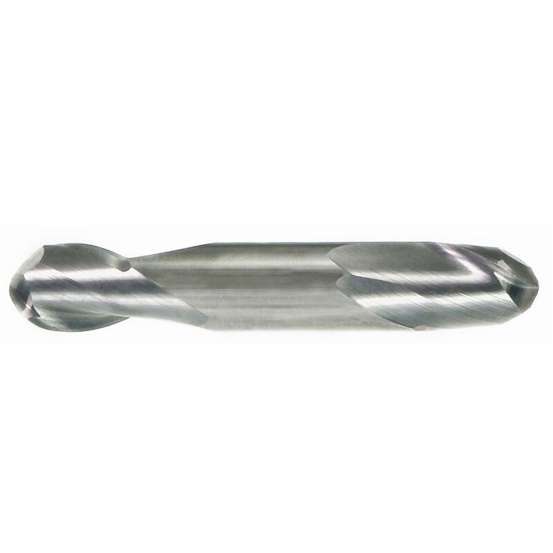 78A116C | 1/4 x 1/4, 2-Flute Ball Nose Finishing End Mill, Solid Carbide, Bright, Stub Length, Double End image 1