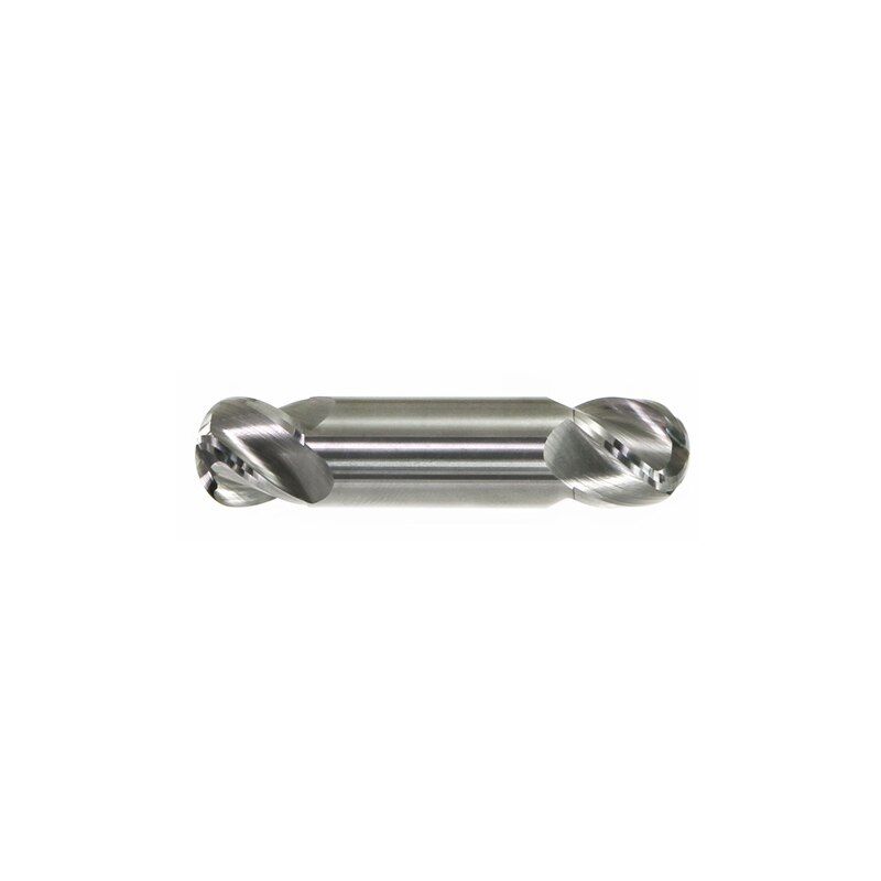 79A132C | 1/2 x 1/2, 4-Flute Ball Nose Finishing End Mill, Solid Carbide, Bright, Stub Length, Double End image 1