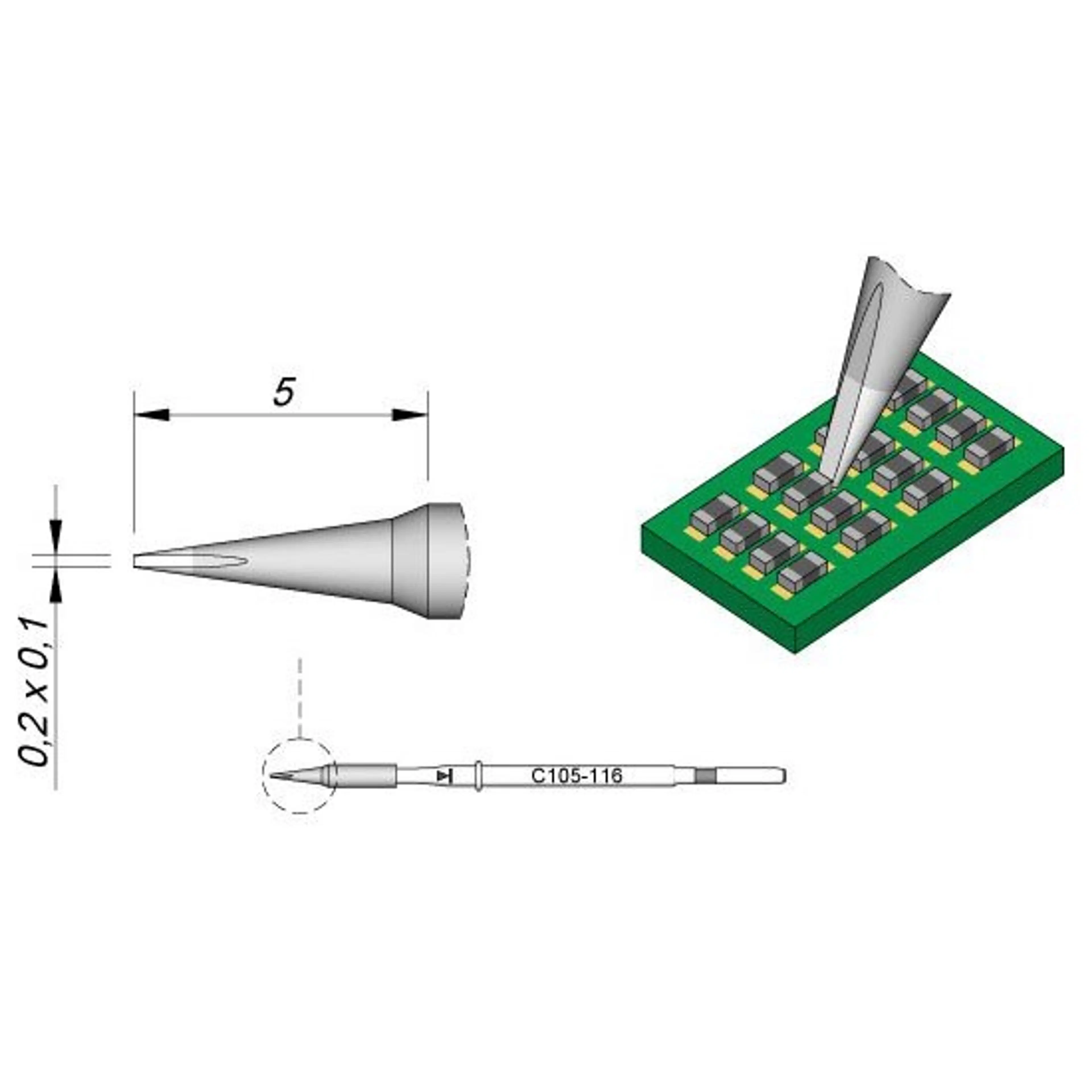 C105116 | Cartridge, Chisel 0.2 x 0.1