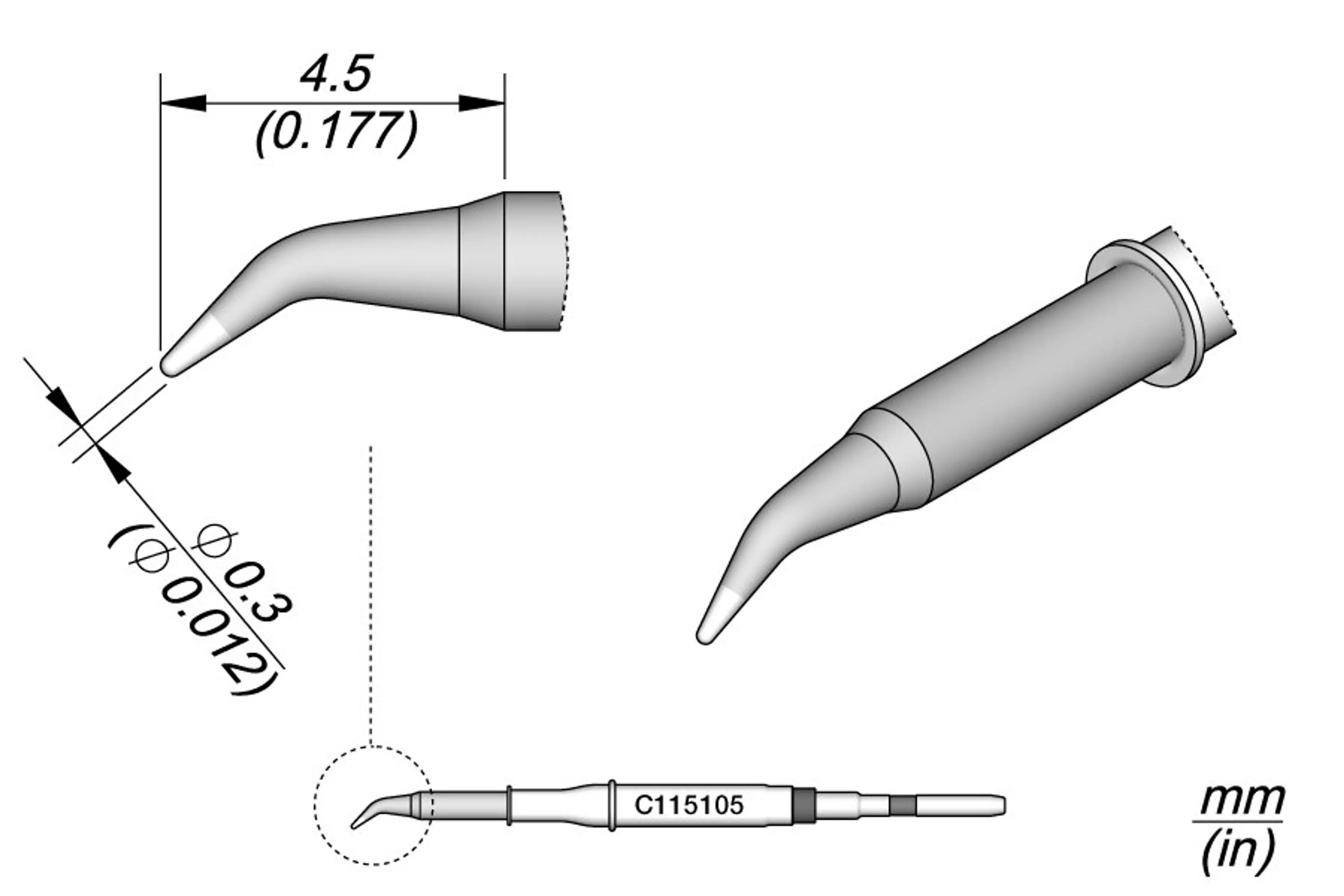 C115105 | Cartridge Bent Ø0.3