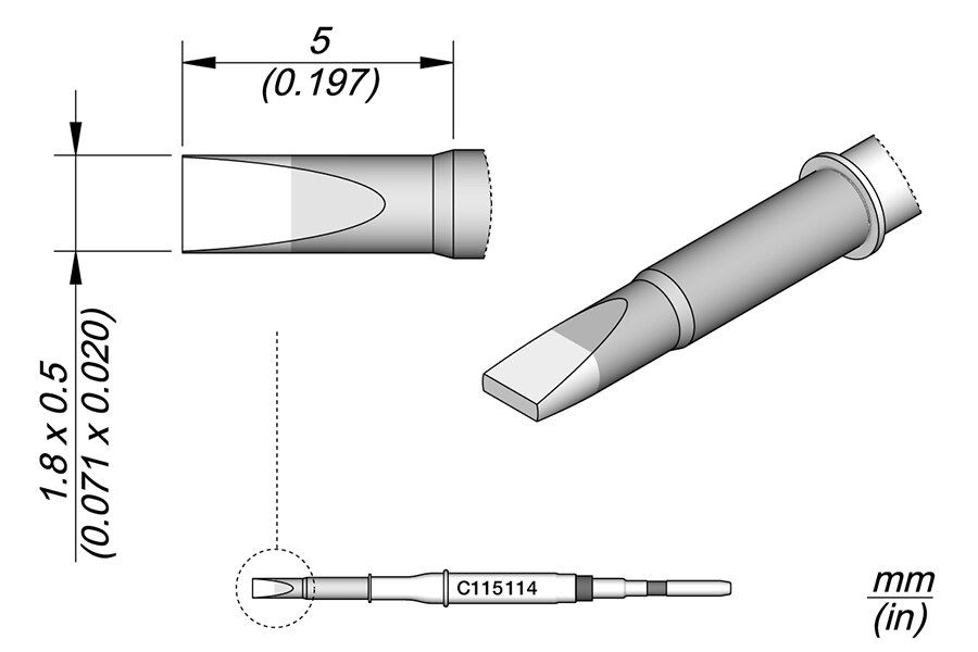 C115114 | Cartridge Chisel 1.8 x 0.5 image 1