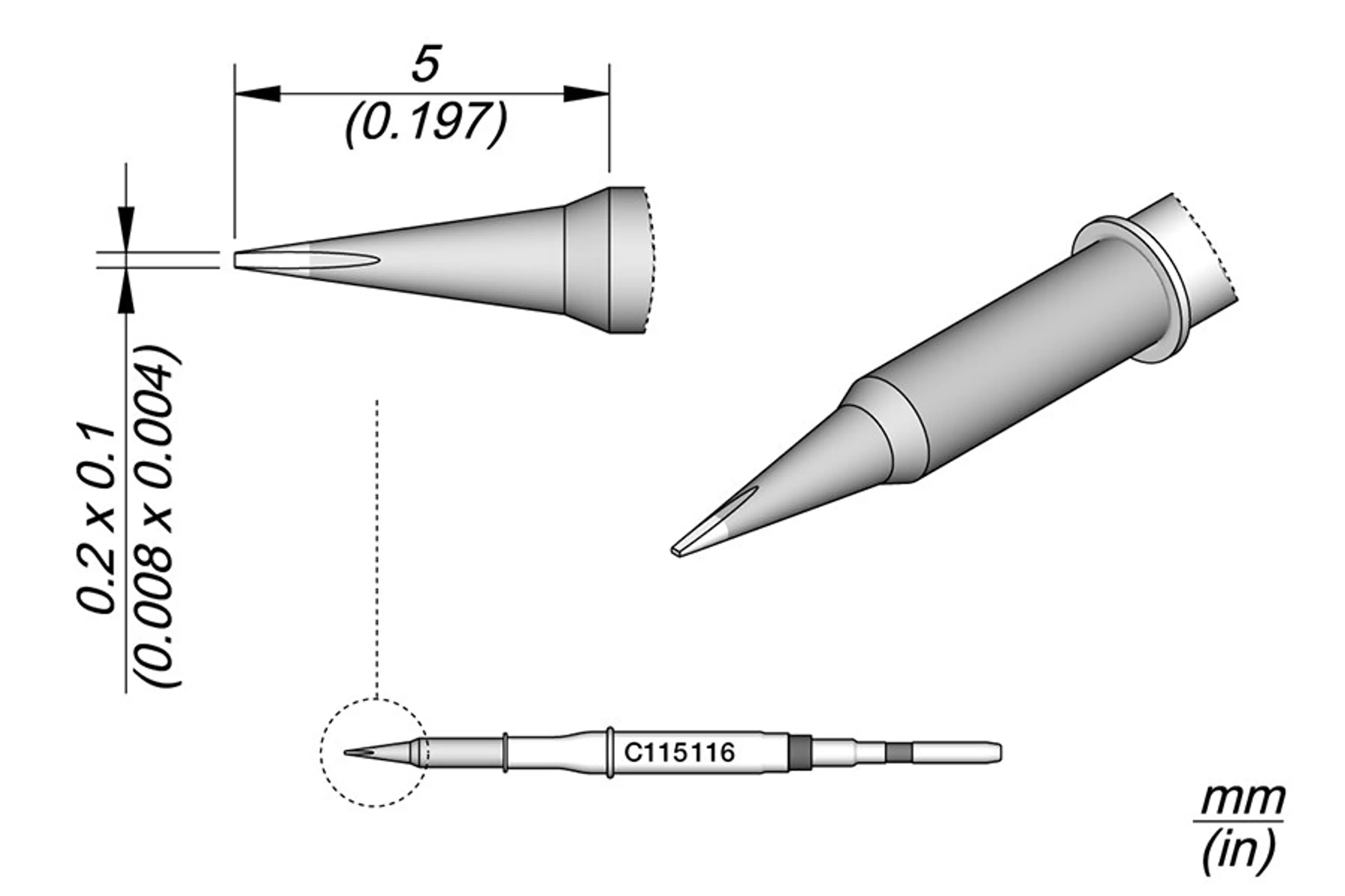 C115116 | Cartridge Chisel 0.2 x 0.1